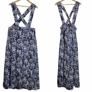 Samantha Leibowitz Blue White Geometric Suspender Skirt Plus Size XXL